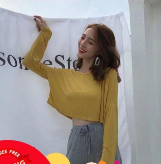 Áo Croptop Trơn Dài Tay Nhiều Màu