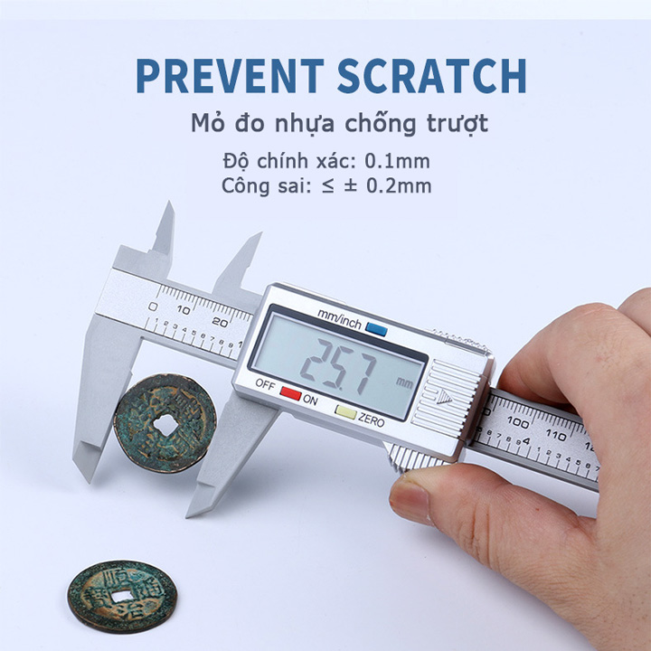 Thước đo cacbon 15cm tặng kèm pin