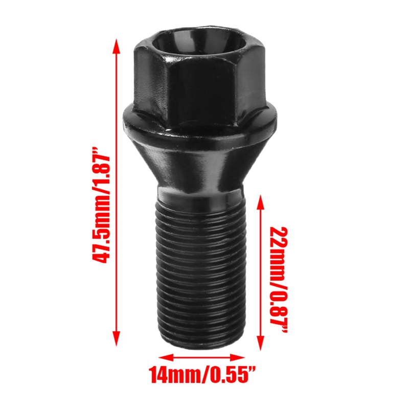 Oasis Auto-5Pcs M14 x 1.25 Black Wheel Locking Lug
