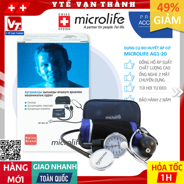 ✅ Máy Đo Huyết Áp Cơ Microlife BP AG1-20 (Gồm Tai Nghe) | BẢO HÀNH 2 NĂM -VT0016 - Y Tế Vạn Thành