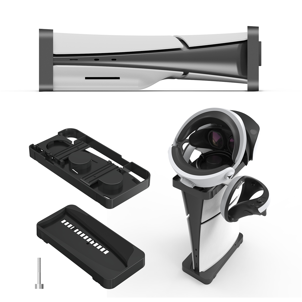 Dual-purpose stand for ps5 slim for ps vr2 standing and landscape mountsholds vr2 controller