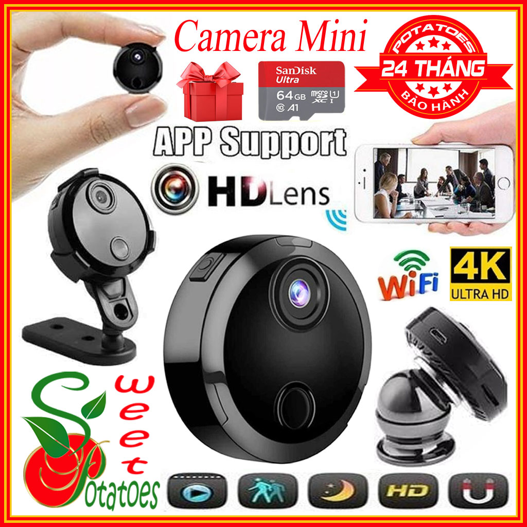 [Hàng Cao Cấp] Camera mini siêu nhỏ loại tốt giám sát an ninh góc quay rộng 90 độ chất lượng hình ảnh HD 2K kết nối Wifi không dây