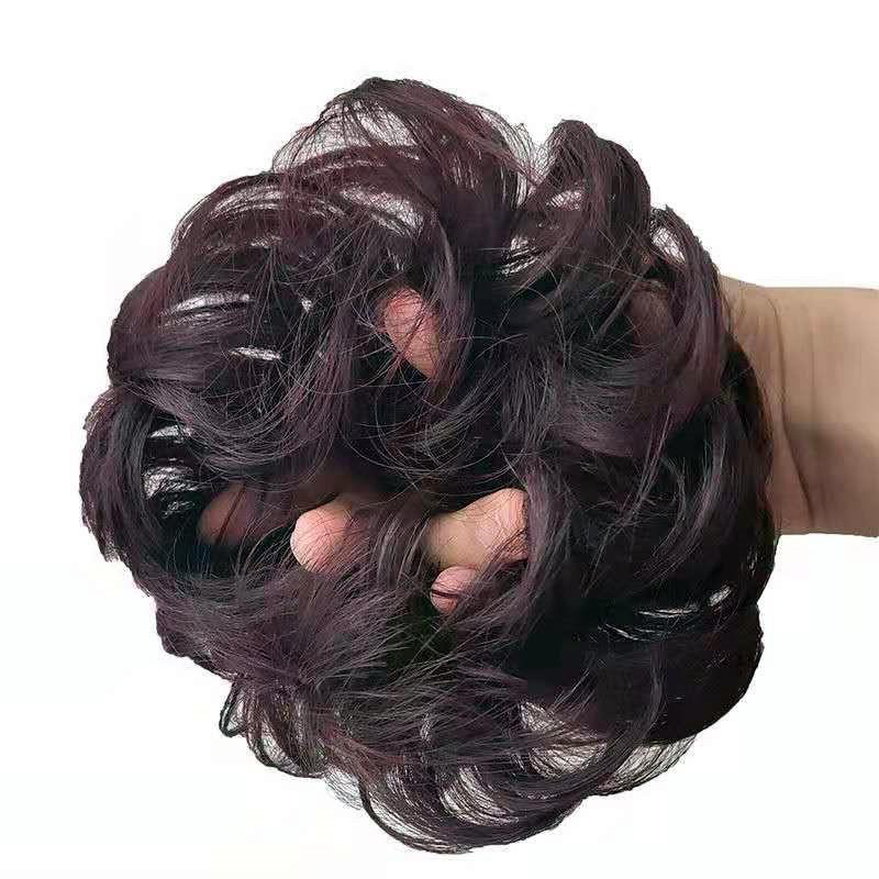 Real Fake Hair Ring Rubber Band Hair Bun Hair Pull Flower Small Ball Flower Bud Fluffy Curly Big Hair Ring. 
