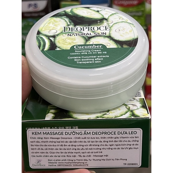 KEM MASSAGE MẶT ĐẸP DA DƯA LEO THIÊN NHIÊN DEOPROCE 100G