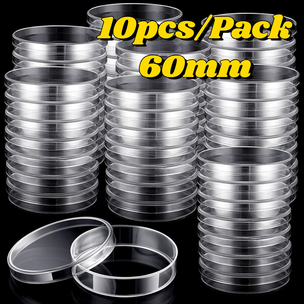 12PK Plastic Petri Dishes With Lids - 2.9" Diameter, 0.5" Depth