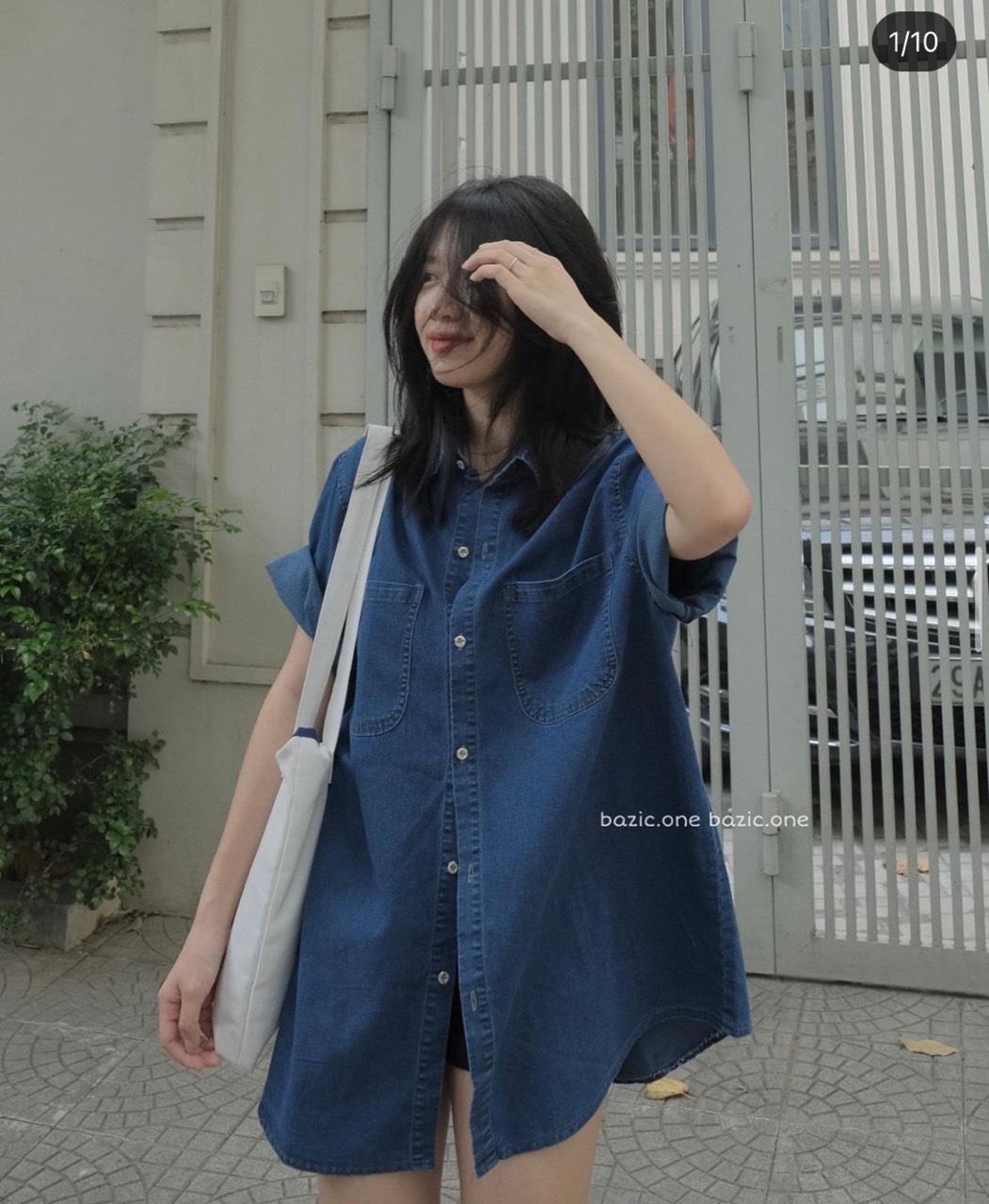 Sơ mi denim cộc tay oversize 2 túi sơ mi bò form rộng nam nữ ulzzang 5037Somibococtay - 247StoreFashion