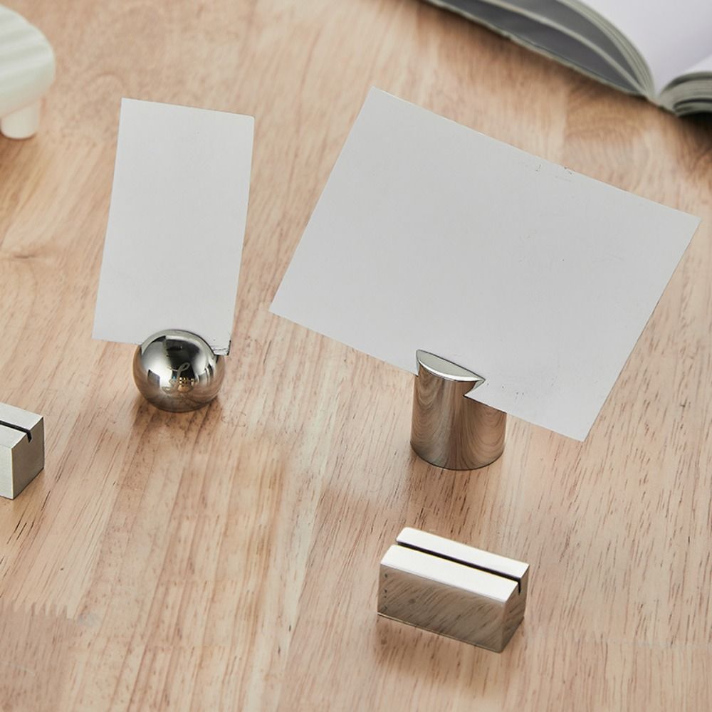 Insert Menu Folder Stainless Steel Card Holder Solid Funny Number Sign Holder Creative Label Holder Name Place.