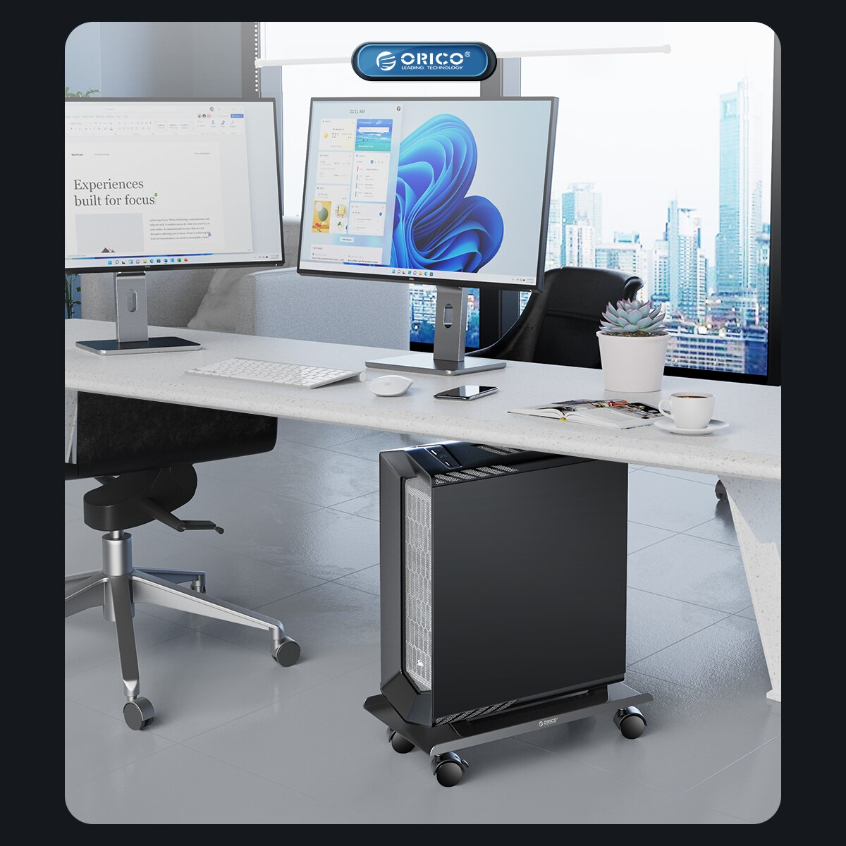 ORICO thép di động CPU đứng máy tính giá đỡ kiểu tháp chủ xe với khóa rollingcaster bánh xe cho thảm sàn máy tính chơi Game trường hợp