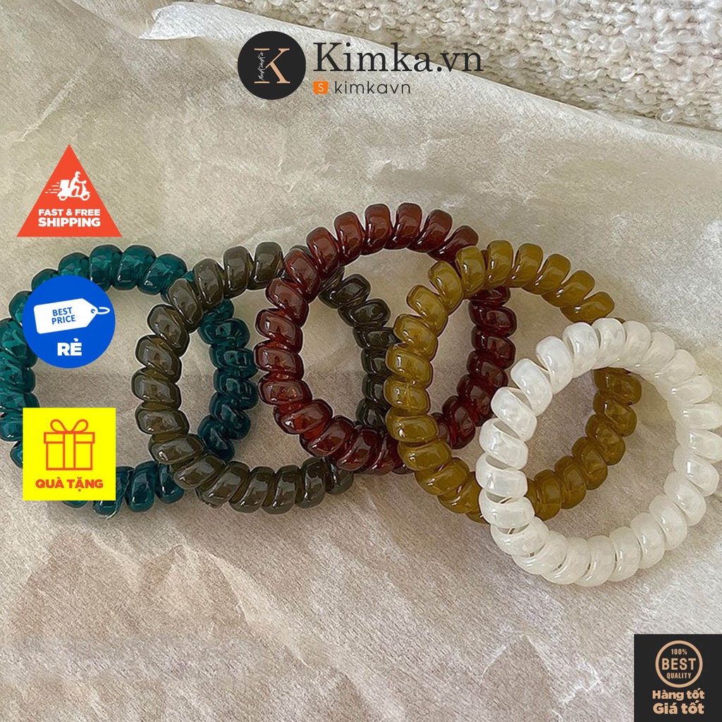 (0769) Chun Buộc Tóc Lò Xo Màu Đơn Giản Hàn Quốc