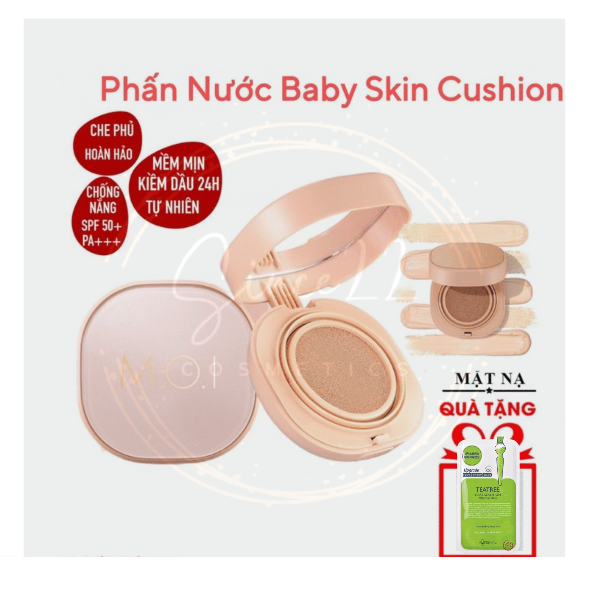 [CHÍNH HÃNG-MUA 1 TẶNG 1] PHẤN NƯỚC M.O.I COSMETICS 5M BABY SKIN CUSHION