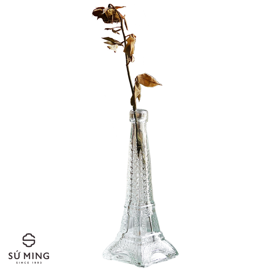 Lọ hoa thuỷ tinh 1 bông hình tháp Eiffel, 2 kích thước dễ dàng lựa chọn