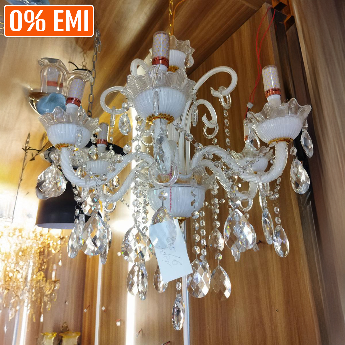 White Chandeliers Crystal Jar Light 6 point