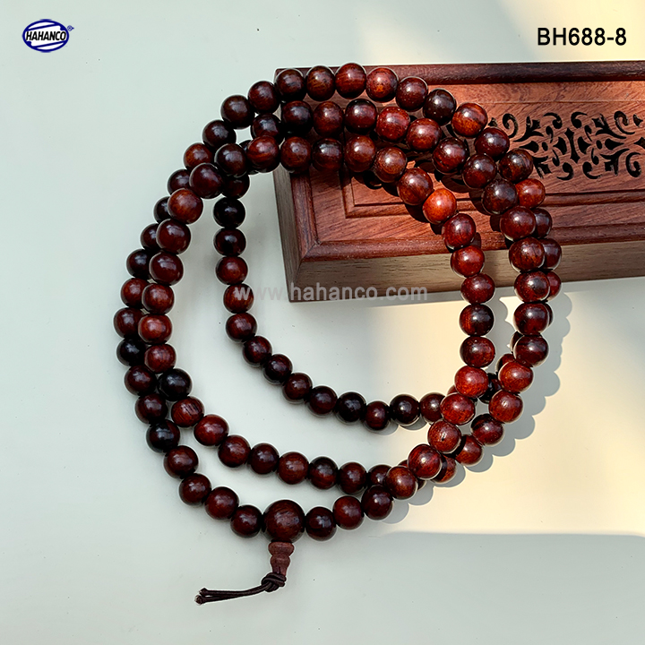 Chuỗi vòng đeo tay 8ly gỗ trắc tự nhiên 108 hạt thiết kế giản dị tinh tế /HAHANCO (BH688-8)