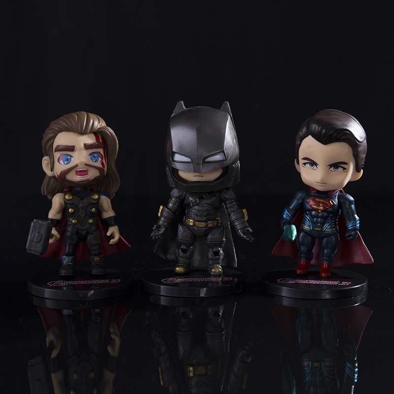 BỘ 6 CON MÔ HÌNH chibi CAO CẤP AVENGER MARVEL DR STRANGE IRON MAN SPIDER MAN CAPTAIN MARVEL Caption America THANOS
