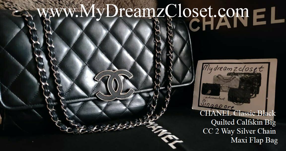 CHANEL Classic Black Quilted Calfskin Big CC 2 Way Silver Chain Maxi Flap  Bag | Lazada Singapore