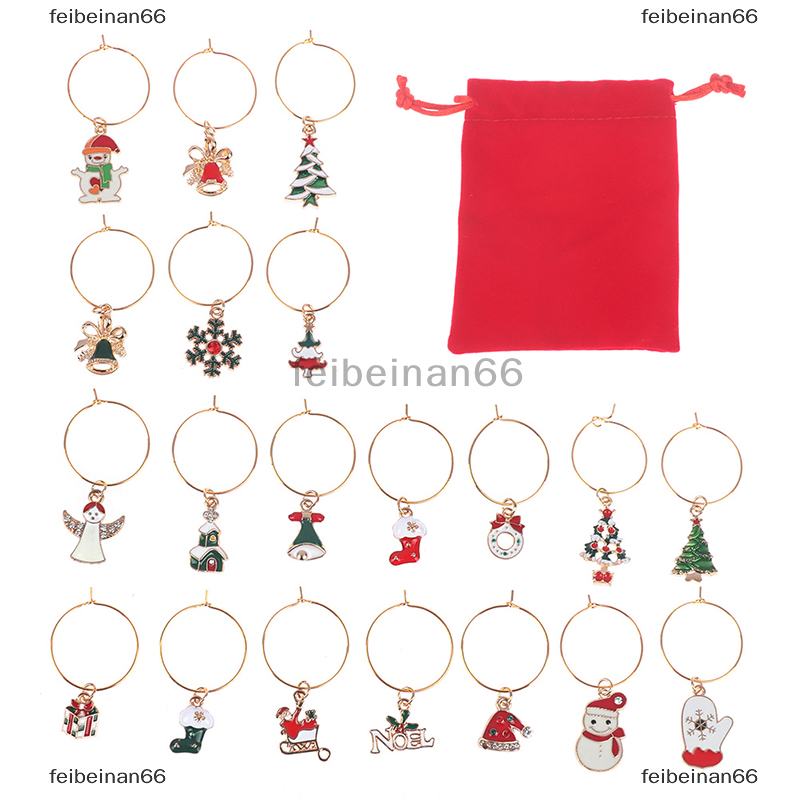 Home Living 20Pcs Christmas Wine Glass Markers Holiday Drink Marker Charms for Wine Glasses