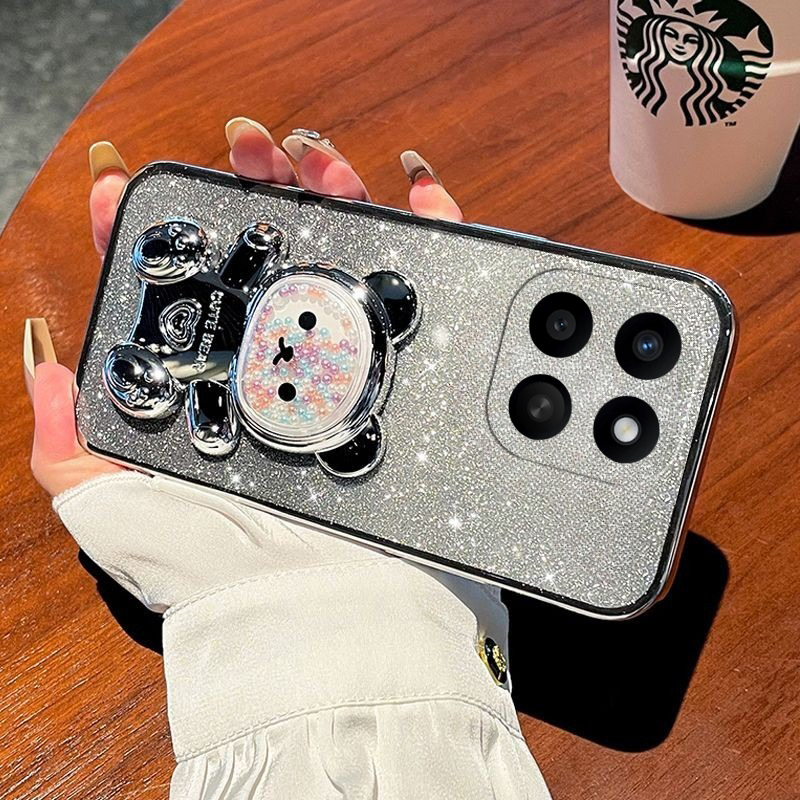 For%20Honor%20X8C%20Case%20with%20Gradient%203D%20Bear%20Folding%20Stand%20Bracket%20Luxury%20Slim%206D%20Plating%20Glitter%20Girls%20for%20Honor%20X8C%204G%20Back%20Cover%20-%20Image%204