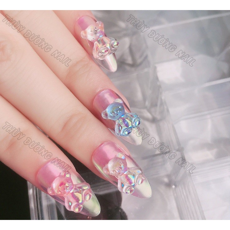 Charm gấu nhựa trang trí móng bán lẻ con - sinailmi