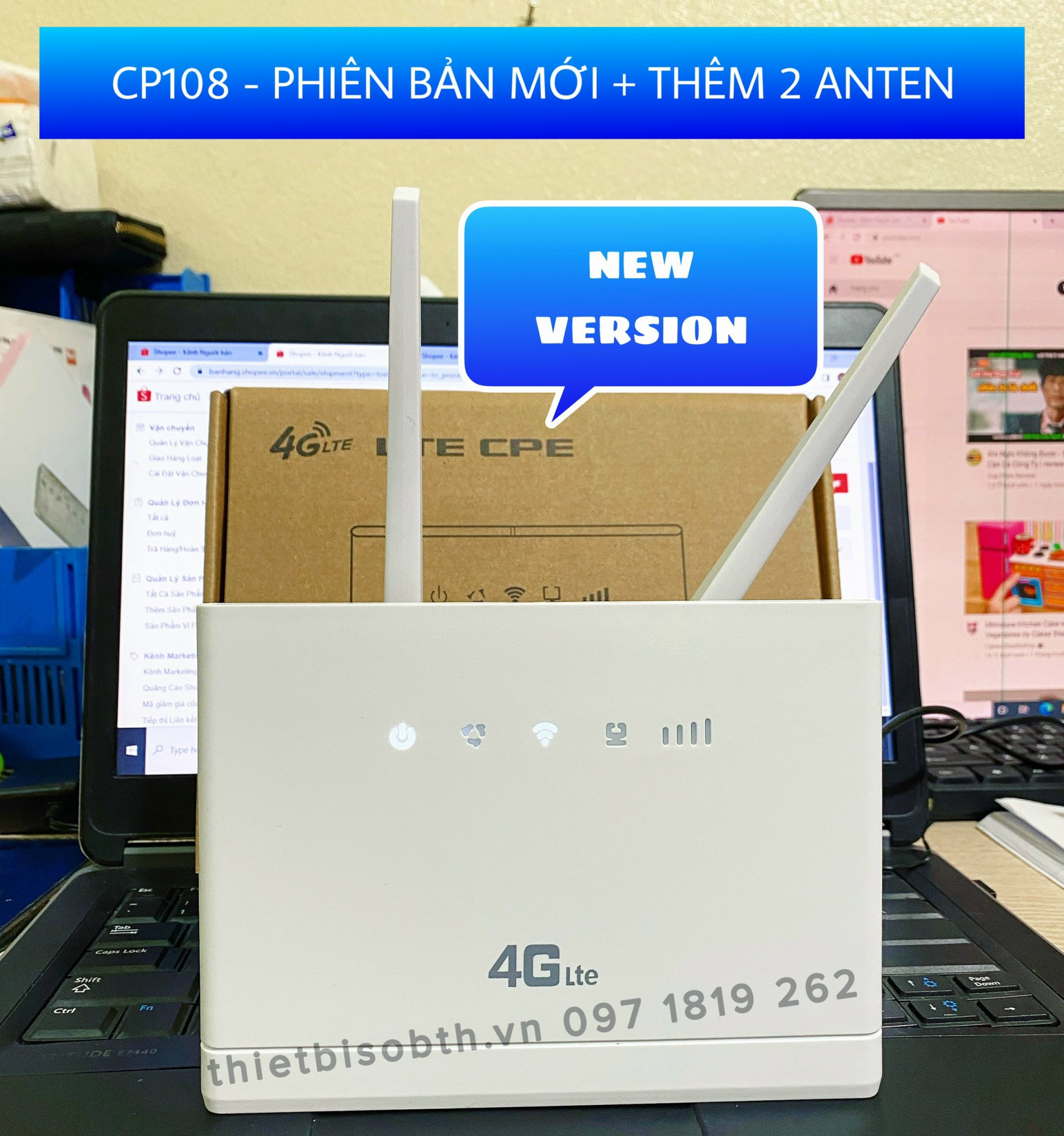 Bộ phát Wifi từ sim 3G/4G LTE 4G CPE – CP108 bản new 2 râu  tốc độ 300Mbps - Hỗ Trợ 32 User