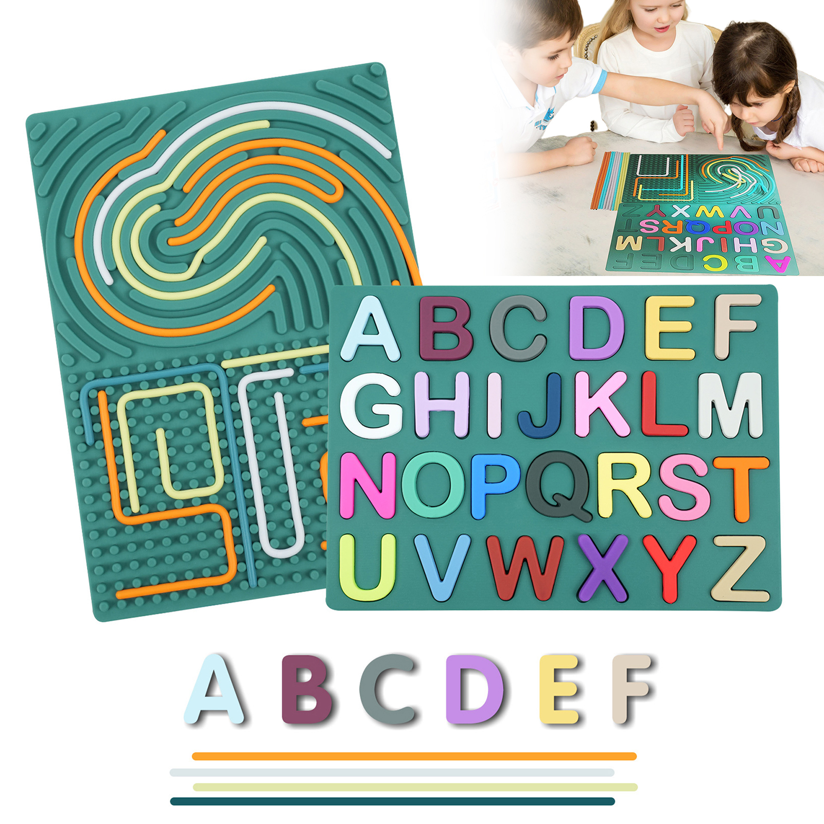Kids Tactile Sensory Toy 2-in-1 Sensory Activity Board Interactive Sensory Activity Board for Kids Alphabet Fidget Toy for Stress Relief Fine Motor Skills Development Educational Busy for Children