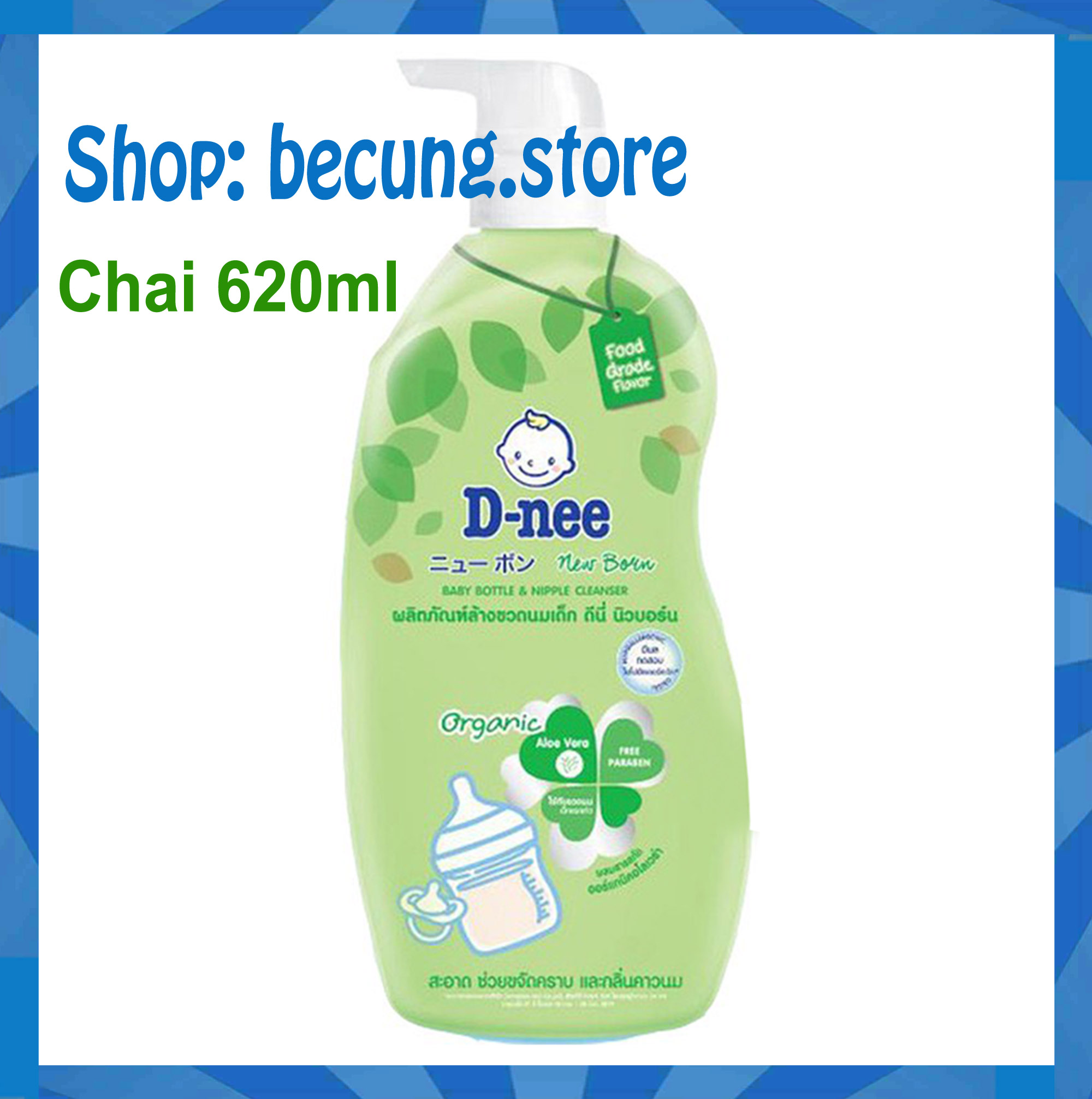 Nước Rửa Bình Sữa Dnee Organic chai 620ml (date mới).