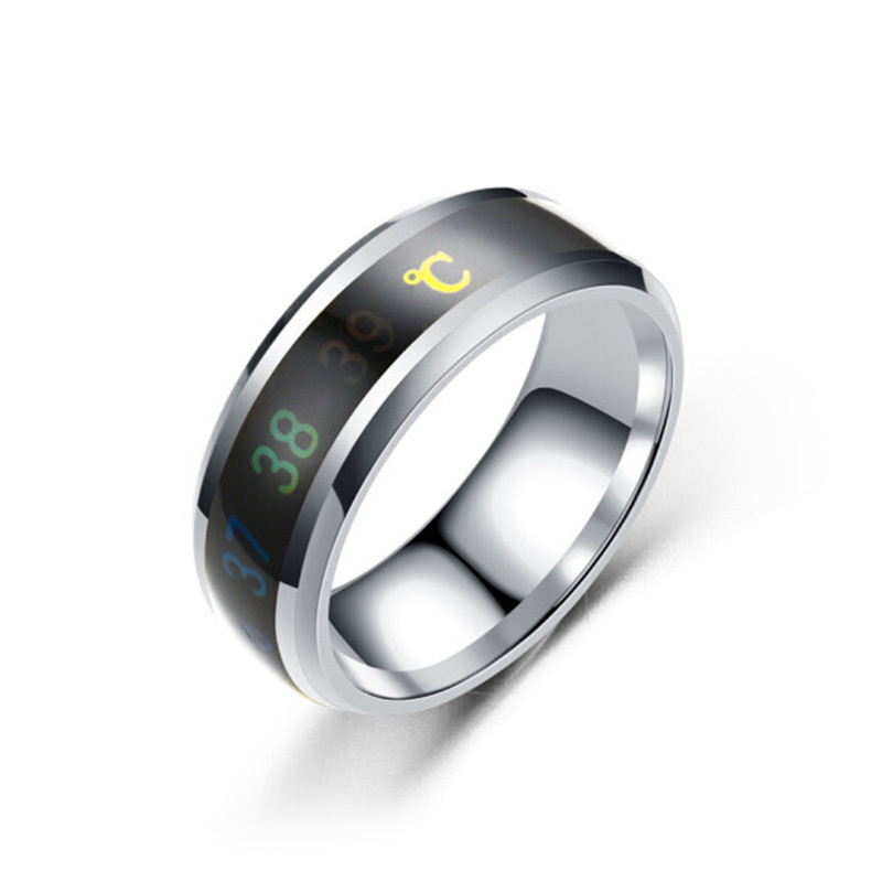 Temperature Ring Titanium Steel Mood Emotion Feeling Intelligent Temperature Sensitive Rings for Women Men Waterproof Jewelry