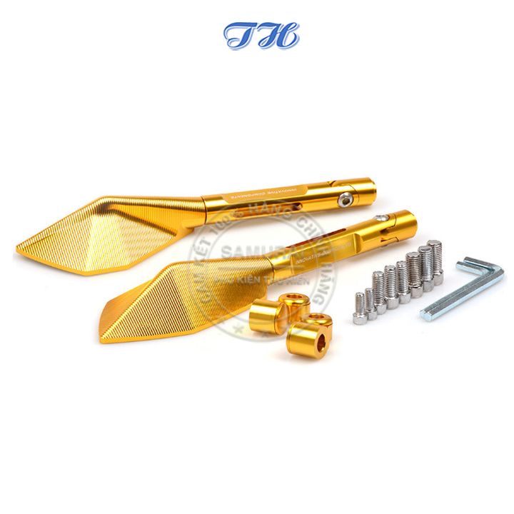 Cặp Kính chiếu hậu xe máy mini 5 cạnh Rizoma full nhôm, gương xe máy thời trang - Hàng Loại 1