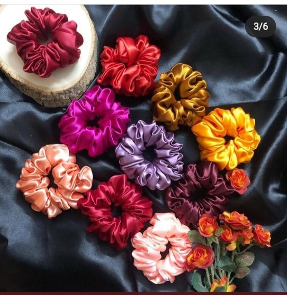 Dây cột tóc vải scrunchies lụa cao cấp màu tím - violet, nhiều size
