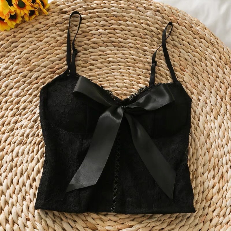 Áo bra 2 dây có mút ngực kèm nơ điệu đà