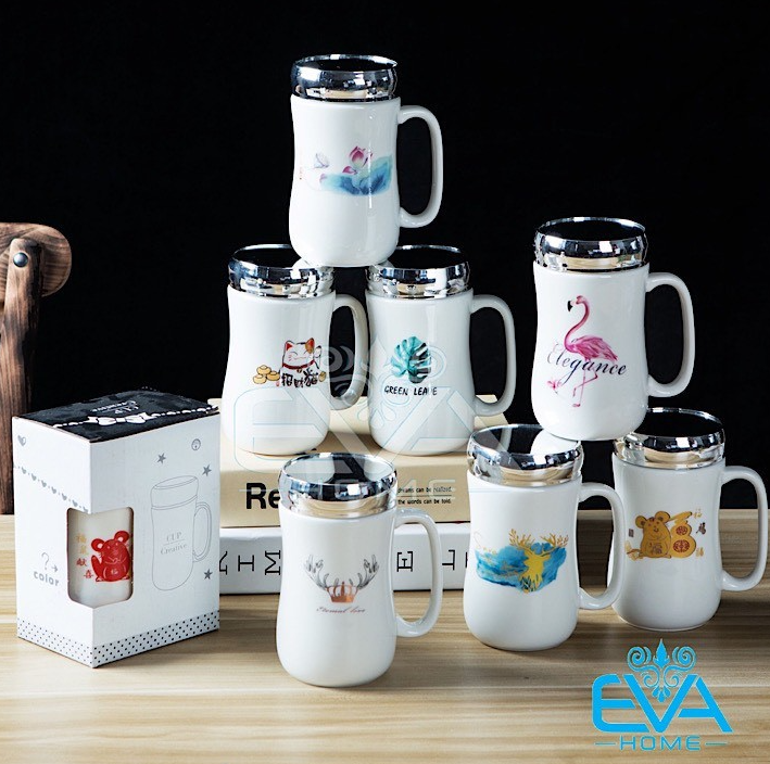 Ly Sứ Giữ Nhiệt Nắp Gương Hoạ Tiết Hoạt Hình Totoro