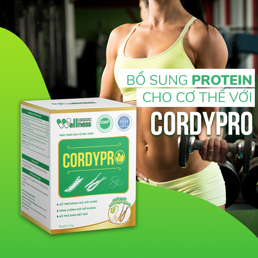 Thực phẩm protein thực vật Cordypro - Hộp 30 gói