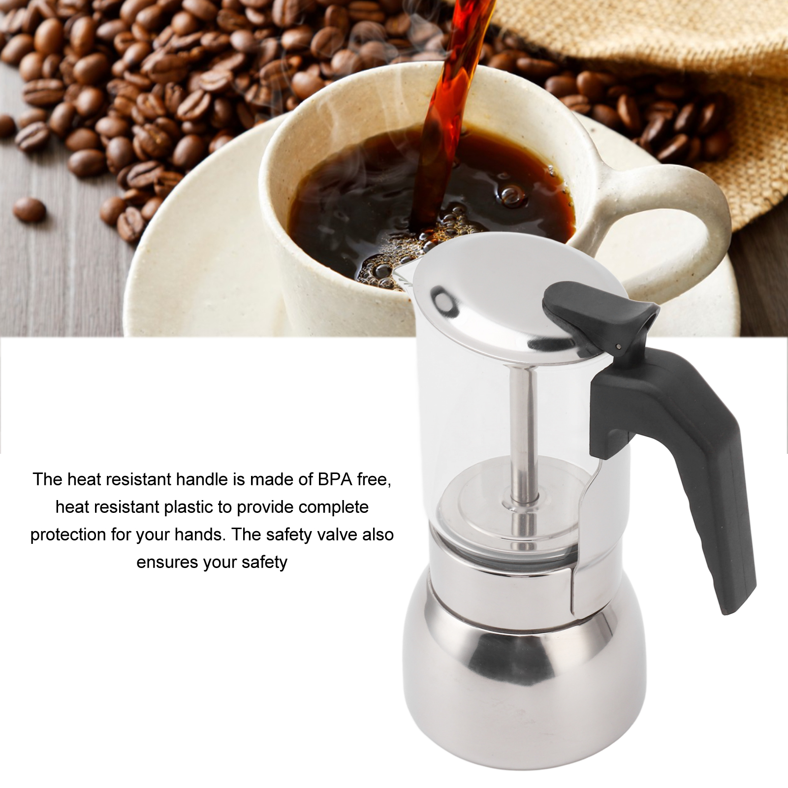 Coffee Maker Double Valve Moka Pot for Coffee Shop