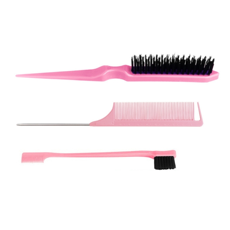【Innovative】 3pcs Slick Back Hair Brush Set With 1 Pcs Bristle Hair Brush 1 Pcs Brush.