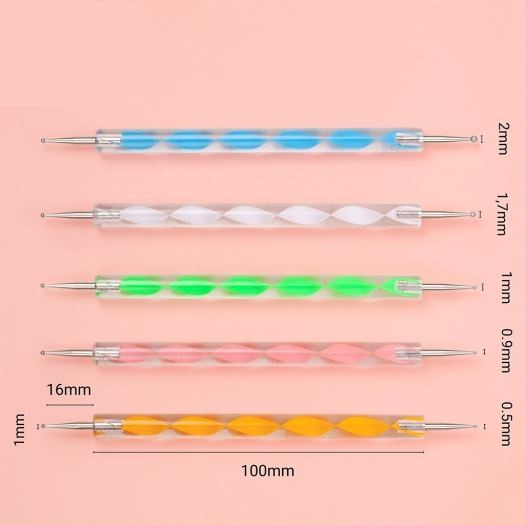 Bút chấm bi vẽ nail 2 đầu - Set 5 cọ chấm bi đủ size