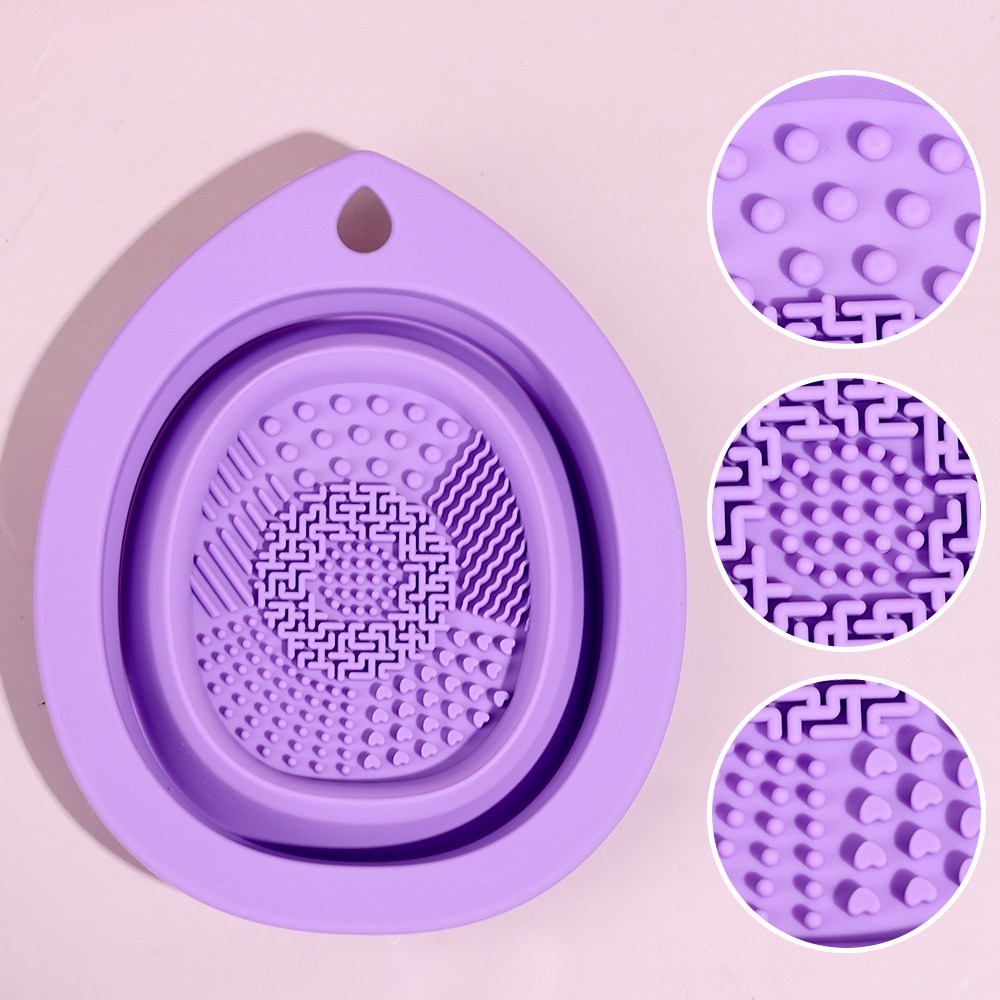 Cọ trang điểm dụng cụ làm sạch giọt nước loại Silicone gấp chậu rửa Cọ đánh phấn mắt rửa đệm mềm