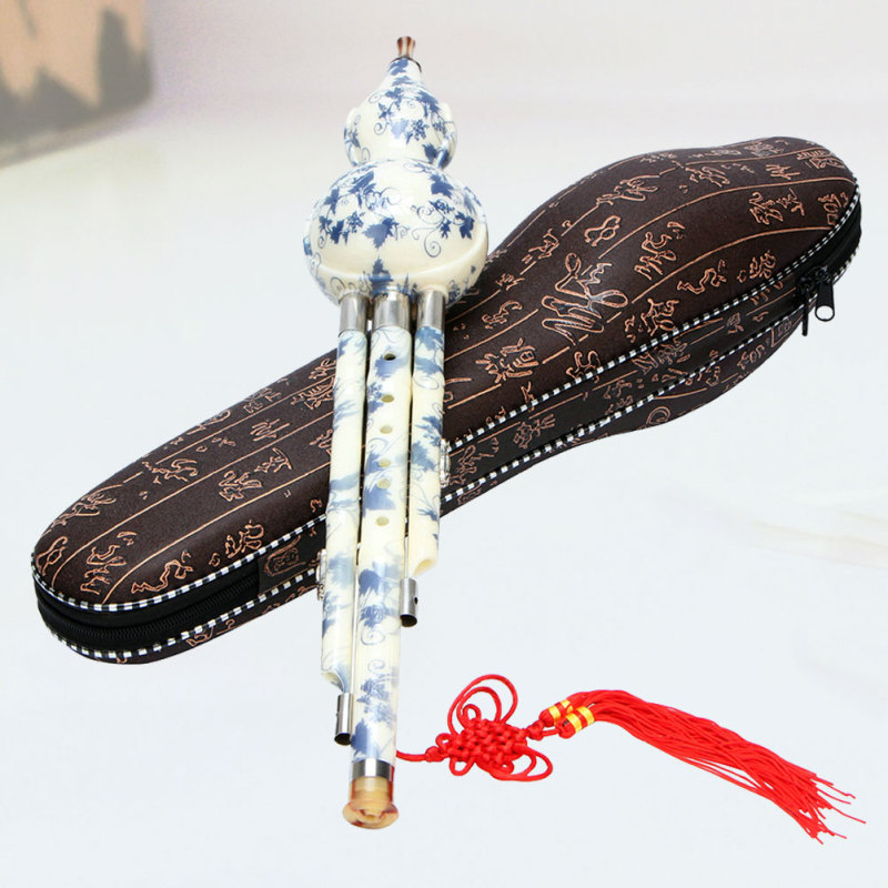 Chaoshihui Blue and White Porcelain Gourd Silk Cucurbit Flute Chinese  Sandalwood Hulusi Musical Instruments for s Instrumentos Musicales Para os  Traditional