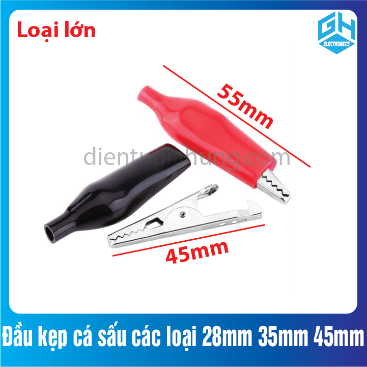 COMBO 10 chiếc Kẹp cá sấu phân loại 28mm,35mm.45mm (5 đen + 5 đỏ)