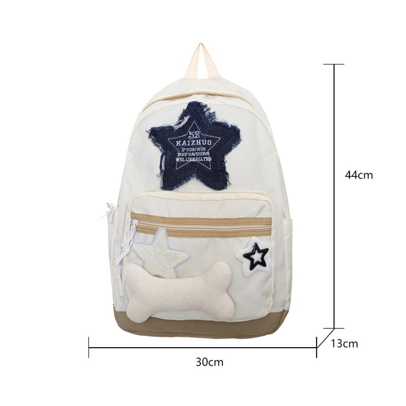 C&K Women's Backpack Star Patch Large Capacity Simple Versatile Backpack