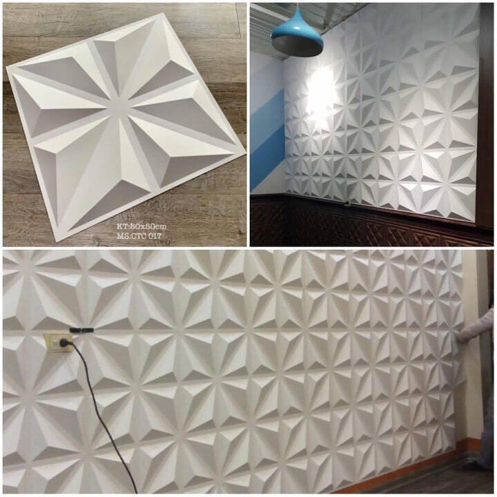 Tấm ốp tường PVC 3D KT 50x50cm Đen/Trắng
