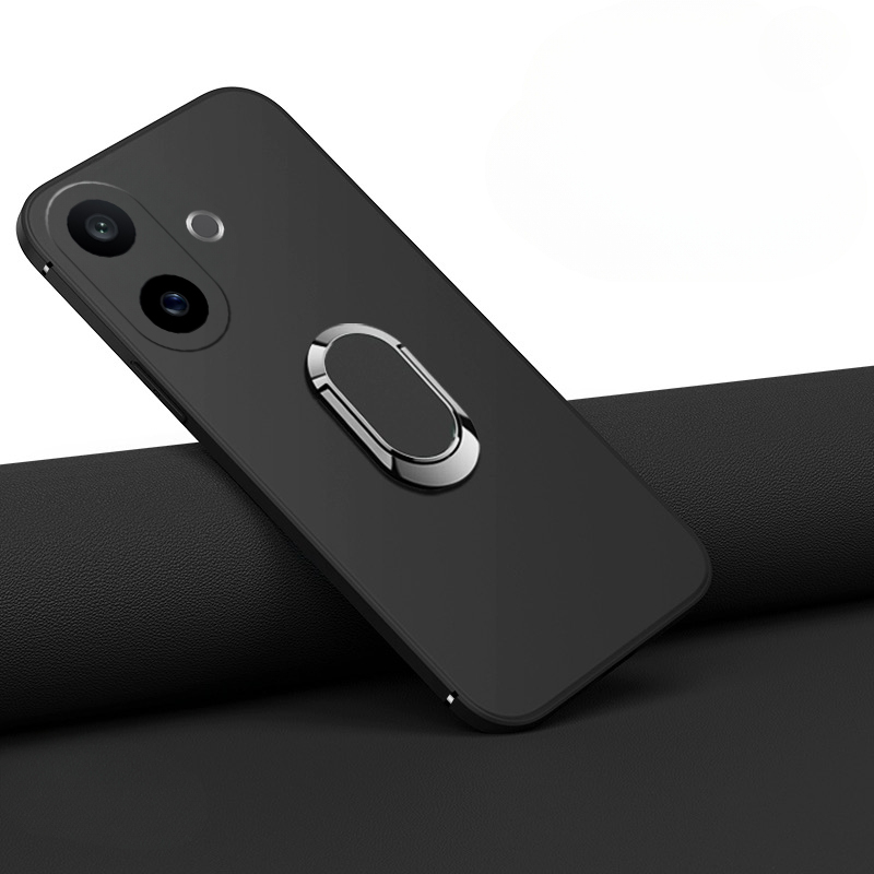 For VIVO V60 Lite Phone Case Soft Silicone Metal Ring Kickstand Bracket 360 Degree Rotation Car Holder for Vivo V60 Lite Cover Casing HP.