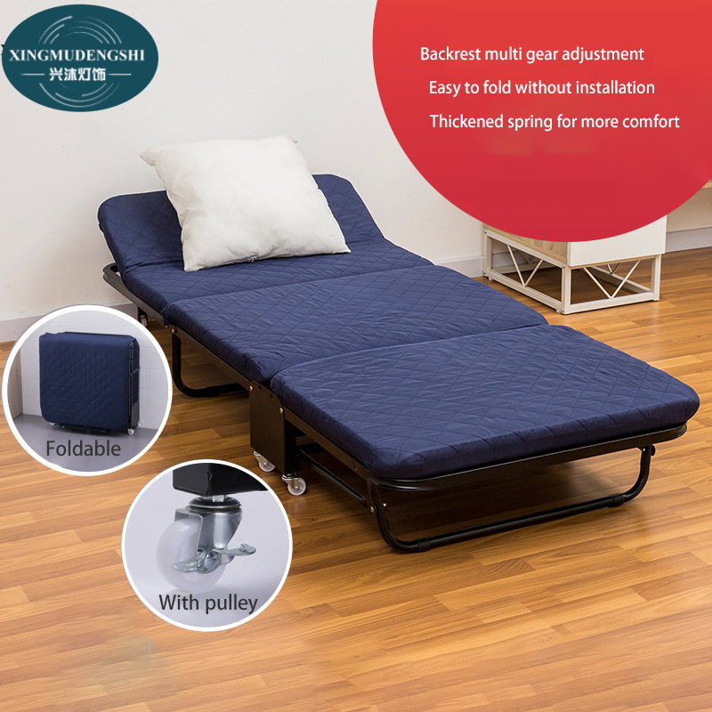 Three-fold portable folding bed thickened folding sponge bed simple accompanying bed mobile single lunch break bed No space simple