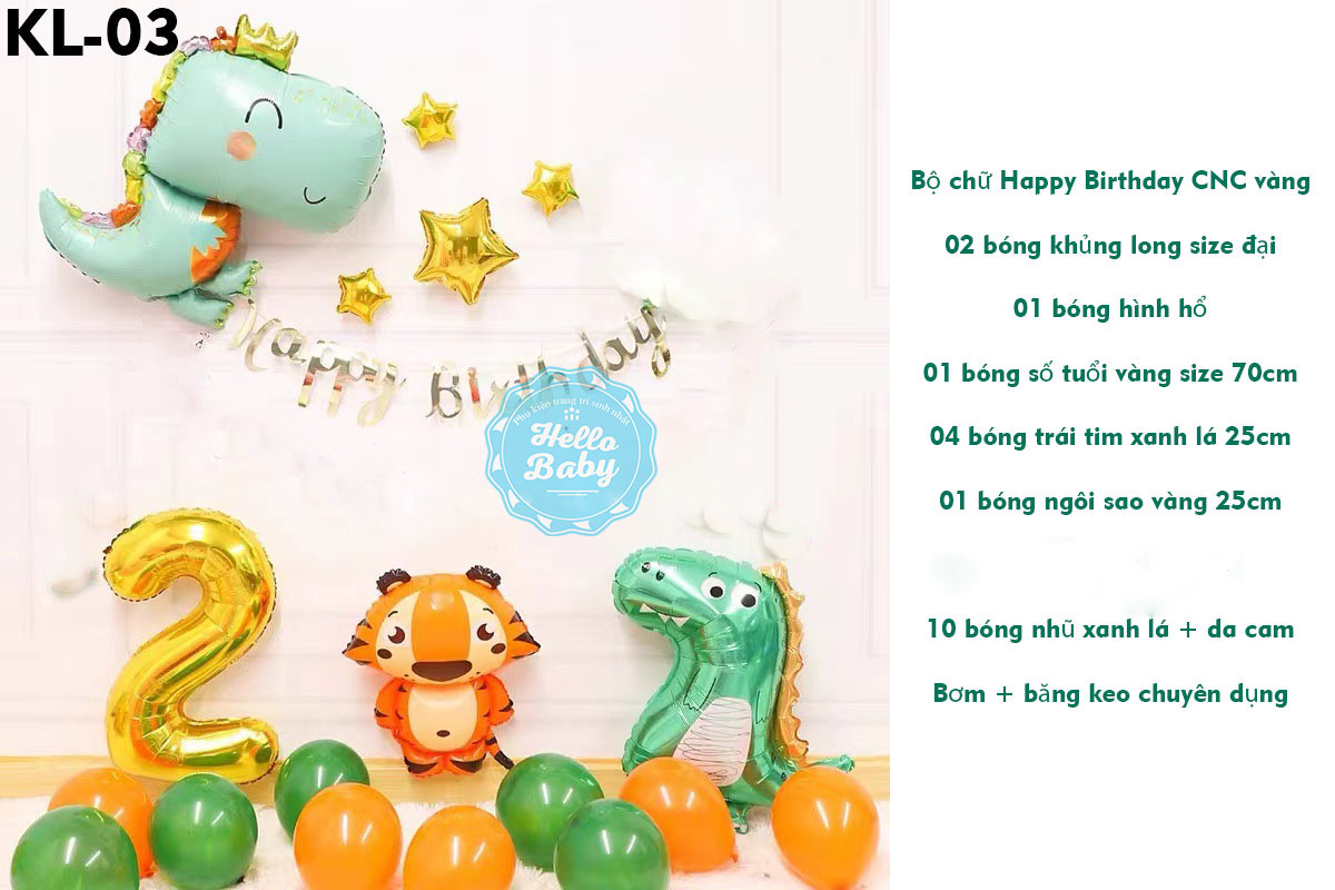 Set bóng trang trí chủ đề khủng long - KL