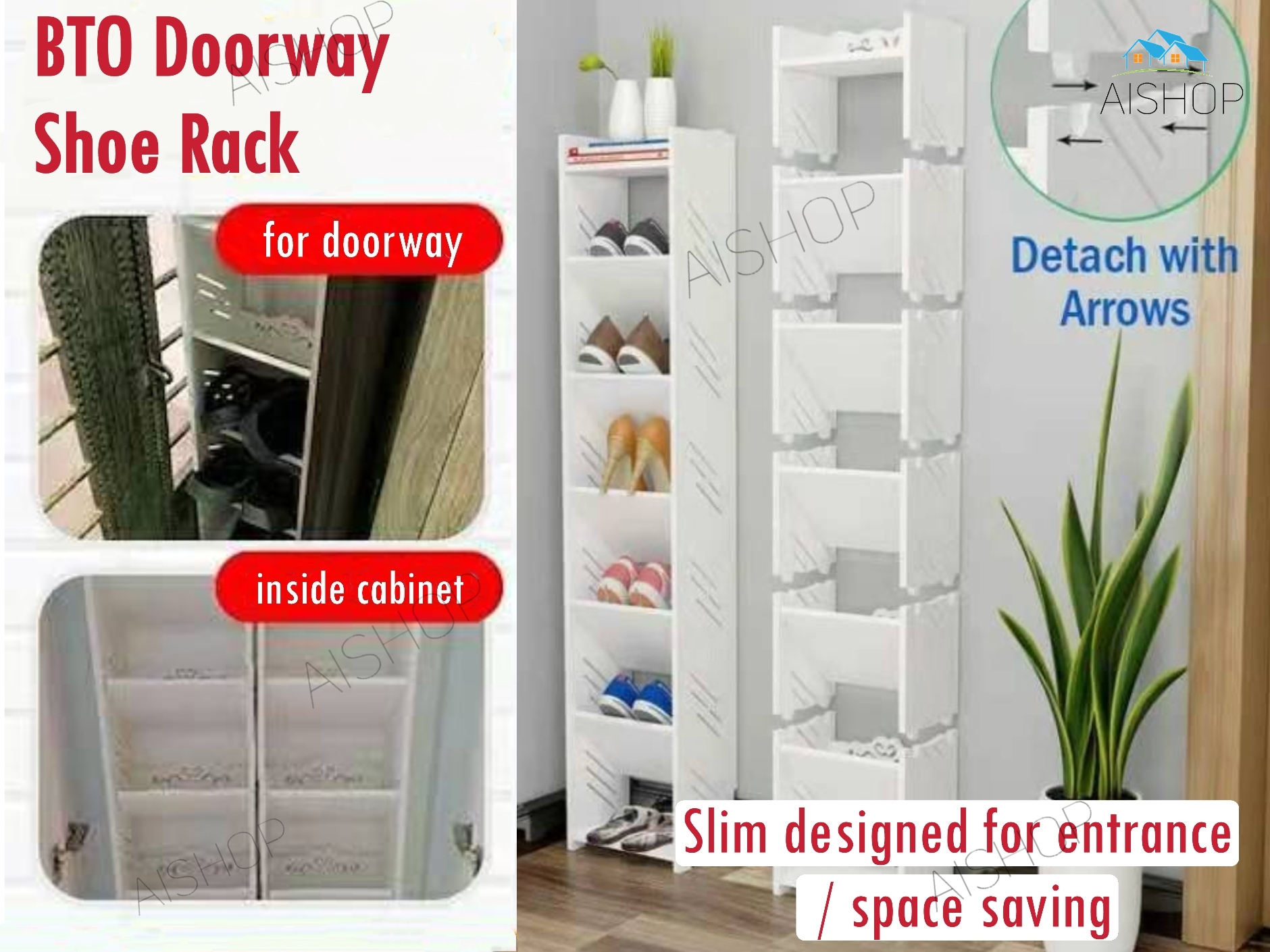 HDB Door Side Shoe Rack Doorway DIY Furniture/storage Organizer