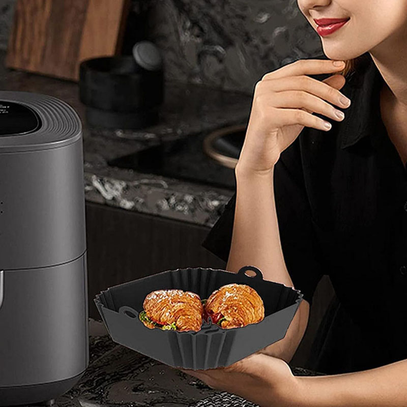 【Innovative】 1pc Air Fryer Pot Tray With Handle, Square Air Fryer Baking Pan, Reusable Air Fryer Liner For Kitchen Baking.