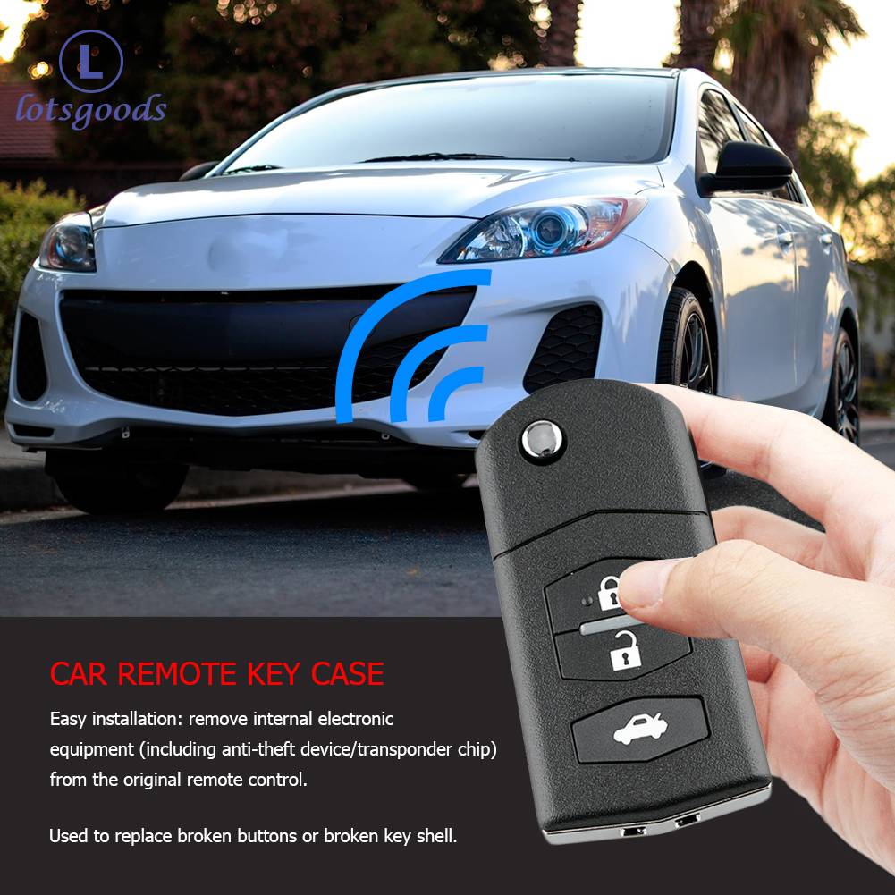 Car remote key shell 3 button flip folding key case blank for mazda 2 3 5 6