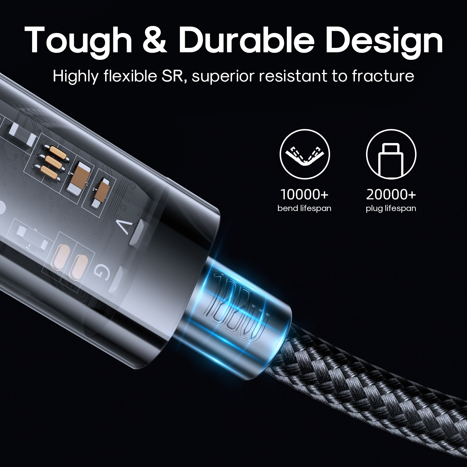 JOYROOM S-CC100A20 USB-C / Type-C to USB-C / Type-C 100W Sync Data Cable, Cable Length:2m(Black)