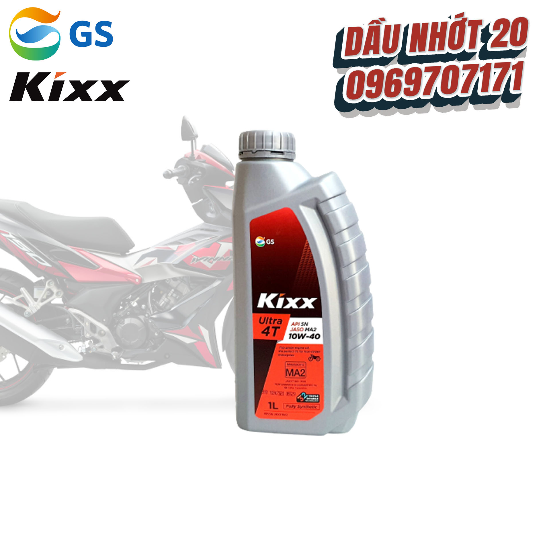 Nhớt Kixx 10W40 Fully Synthentic tổng hợp hoàn toàn chai 1L nhập khẩu Hàn Quốc , Nhớt kixx xe số , nhớt tổng hợp