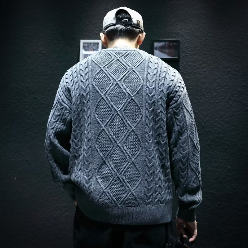 (M-3XL) Sweater sweater, men's Korean style trendy loose, winter in Japanese lazy sweater jacket358_voghion.com