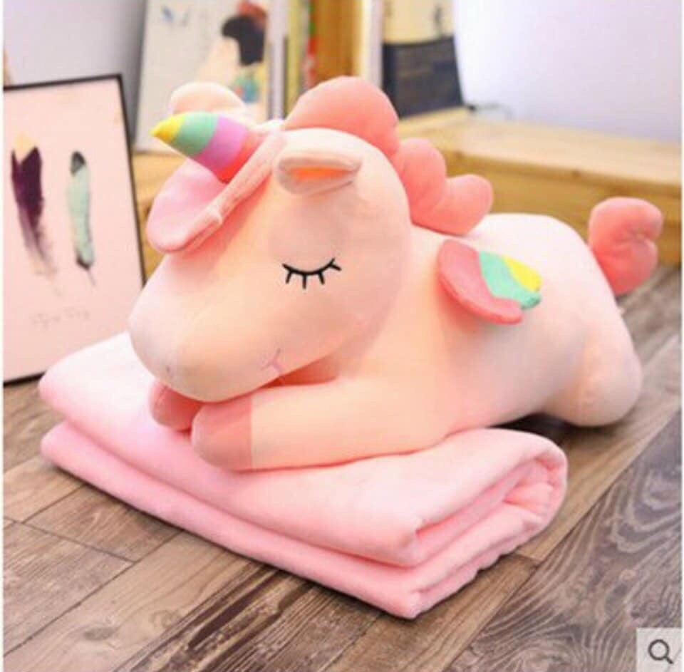 Gối Mền 3 Trong 1 Gấu Bông Kỳ Lân Dài 60cm, Gấu Bông Pony Nhập Khẩu, Hình Như Nào Mẫu Như vậy