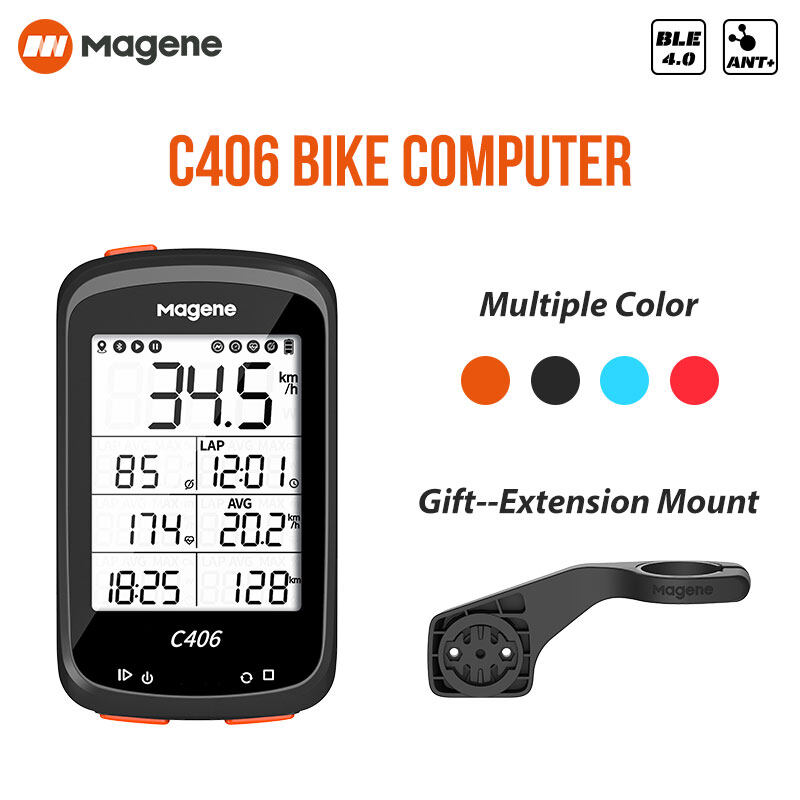 RRSkit【ENGLISH】Magene C406 Bike Computer  Wireless Smart Speedometer Road MTB Bicycle Odometer Bluetooth-Compatible ANT+